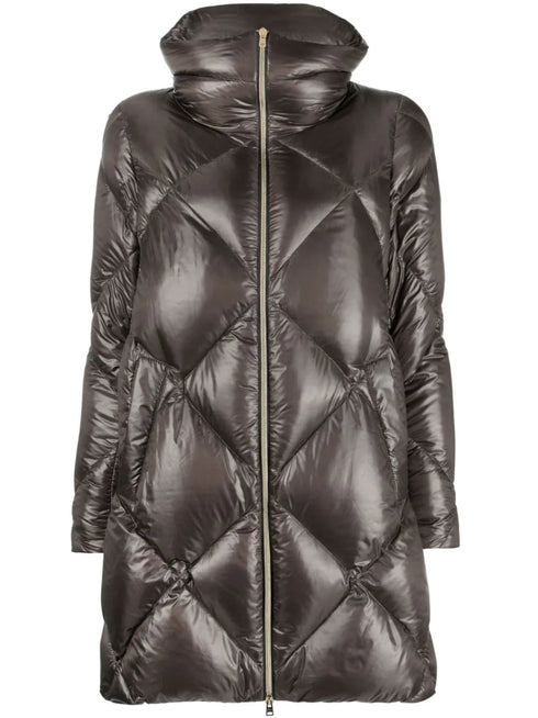 diamond-quilted padded coat